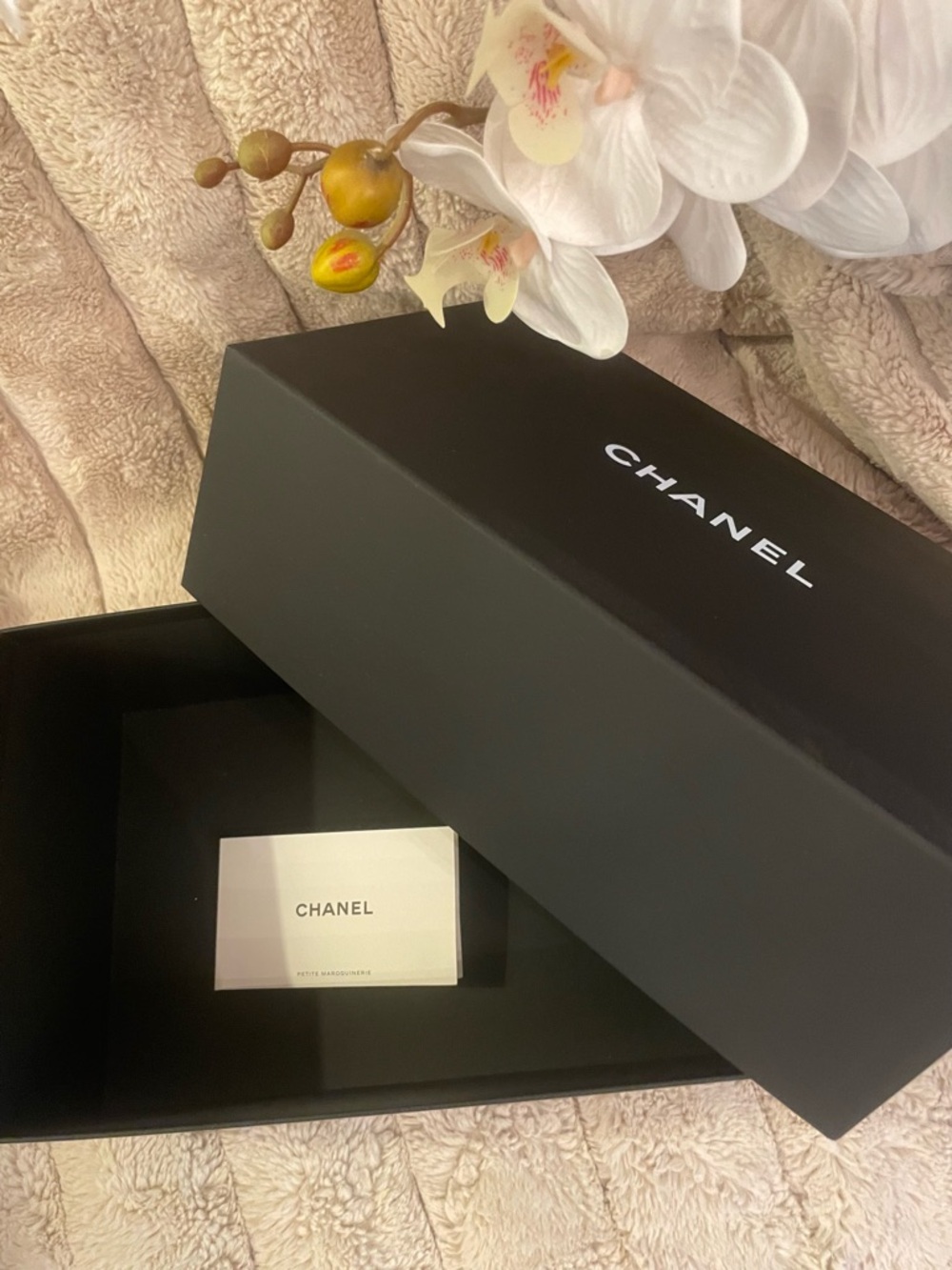 CHANEL Black Box with White Logo
